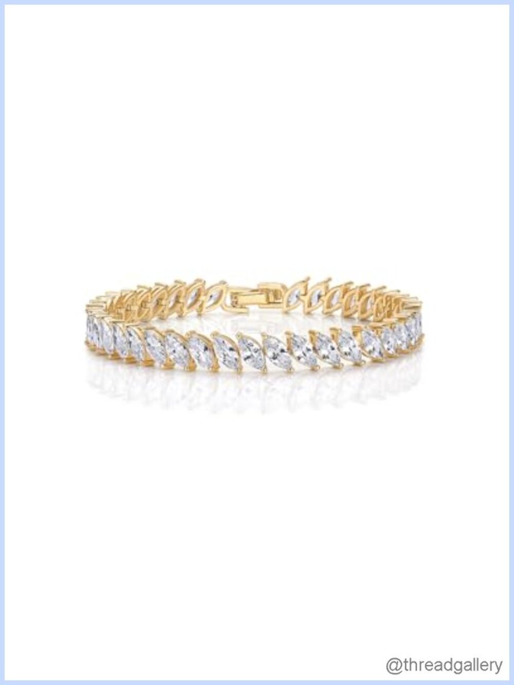14K Gold Plated Marquise CZ Tennis Bracelet Women Bridal